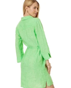 Lilly Pulitzer Pilar Tunic Linen Dress Gecko Green/Resort White Best