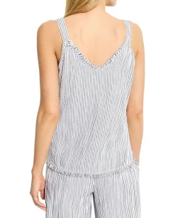 NIC+ZOE Pin Stripe Gauze Tank Indigo Multi Sale