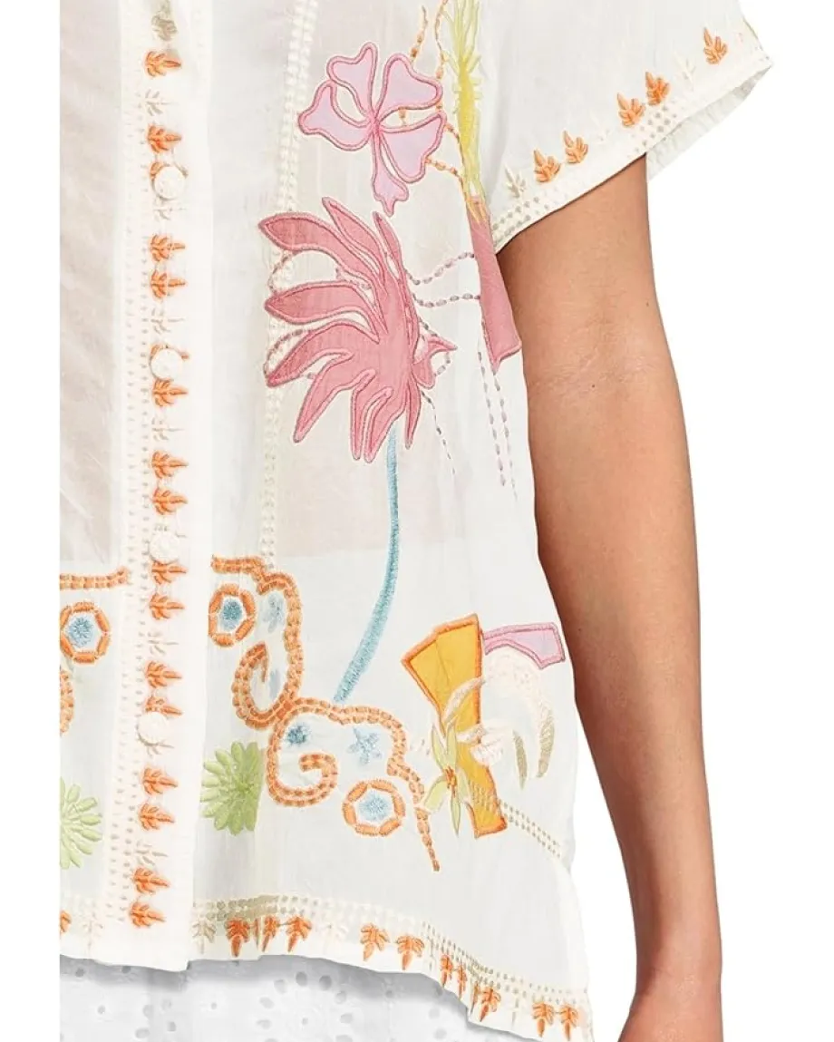 Johnny Was Piper Applique Shirt Natural Hot