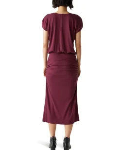 Michael Stars Pippa Gathered Empire Midi Dress Beetroot Outlet