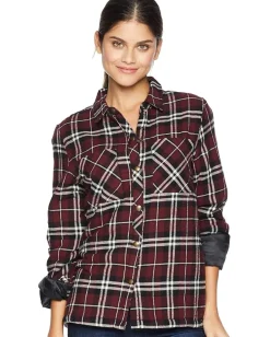 Volcom Plaid About You Long Sleeve Burgundy Online