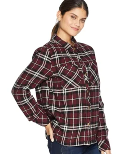 Volcom Plaid About You Long Sleeve Burgundy Online