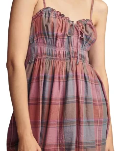 Women Lucky Brand Plaid Smocked Sweetheart Mini