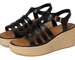 FitFlop PLATFFORMS Espadrille Leather Fisherman Wedge Sandals Black Online