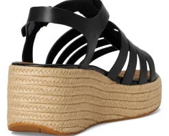 FitFlop PLATFFORMS Espadrille Leather Fisherman Wedge Sandals Black Online