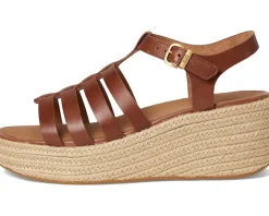 FitFlop PLATFFORMS Espadrille Leather Fisherman Wedge Sandals Deep Tan Outlet