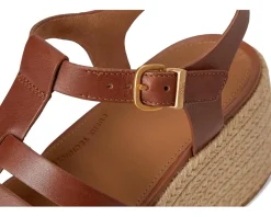 FitFlop PLATFFORMS Espadrille Leather Fisherman Wedge Sandals Deep Tan Outlet