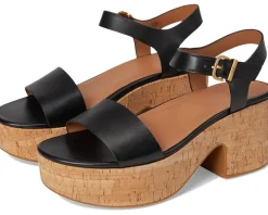 Women FitFlop Platfforms Leather/Cork Heeled Ankle-Strap Sandals