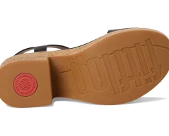 Women FitFlop Platfforms Leather/Cork Heeled Ankle-Strap Sandals