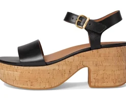 Women FitFlop Platfforms Leather/Cork Heeled Ankle-Strap Sandals