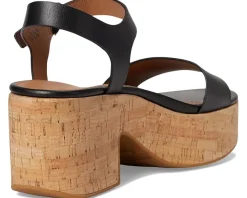 Women FitFlop Platfforms Leather/Cork Heeled Ankle-Strap Sandals