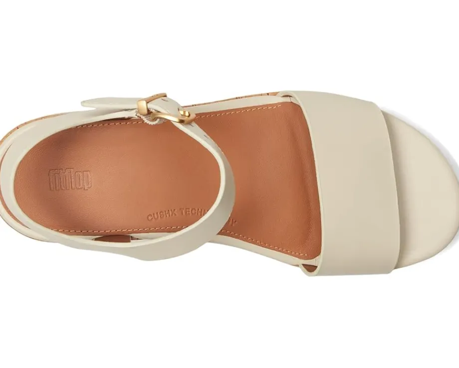 FitFlop Platfforms Leather/Cork Heeled Ankle-Strap Sandals Paris Beige Sale