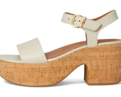 FitFlop Platfforms Leather/Cork Heeled Ankle-Strap Sandals Paris Beige Sale