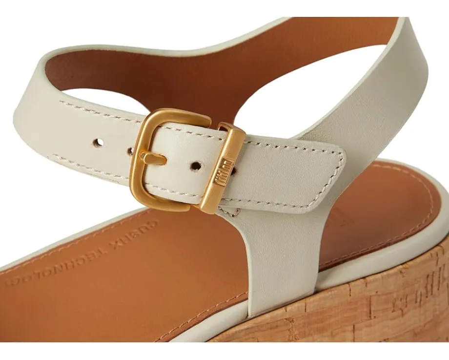 FitFlop Platfforms Leather/Cork Heeled Ankle-Strap Sandals Paris Beige Sale