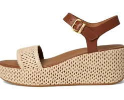 FitFlop Platfforms Woven Wedge Ankle-Strap Sandals Deep Tan/Ivory