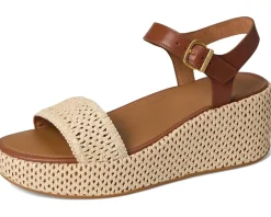 FitFlop Platfforms Woven Wedge Ankle-Strap Sandals Deep Tan/Ivory