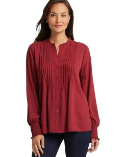 NYDJ Pleated Peasant Blouse Wild Currant Clearance