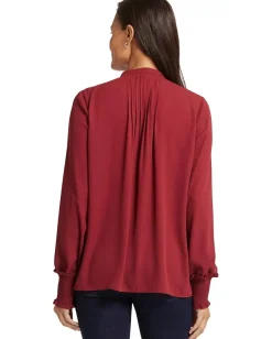 NYDJ Pleated Peasant Blouse Wild Currant Clearance