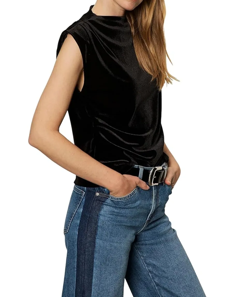 Sanctuary Pleated Sleeveless Top Black Hot