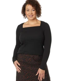 Madewell Plus Angled Neckline Long-Sleeve Top True Black Discount