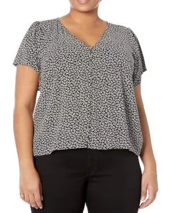 Women Madewell Plus Flutter-Sleeve Crop Top in Micro Daisy