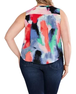 NIC+ZOE Plus Size Abstract Art Tank Pink Multi Hot