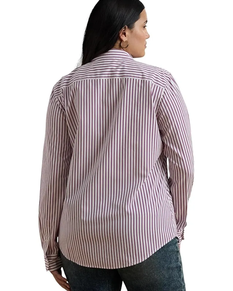 Women Lauren Ralph Lauren Plus Size Classic Fit Striped Broadcloth Shirt