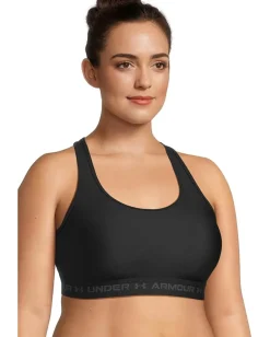 Under Armour Plus Size Crossback Mid Impact Bra Black/Black/Jet Gray Outlet