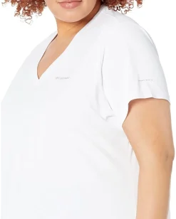 Columbia Plus Size Hike™ Short Sleeve V-Neck White Outlet