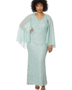 Women Betsy & Adam Plus Size Long Lace Capelet
