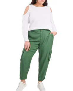 Women Vince Camuto Plus Size Long Sleeve Cold-Shoulder Snap Top