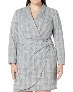 Women Donna Morgan Plus Size Metallic Plaid Blazer Dress