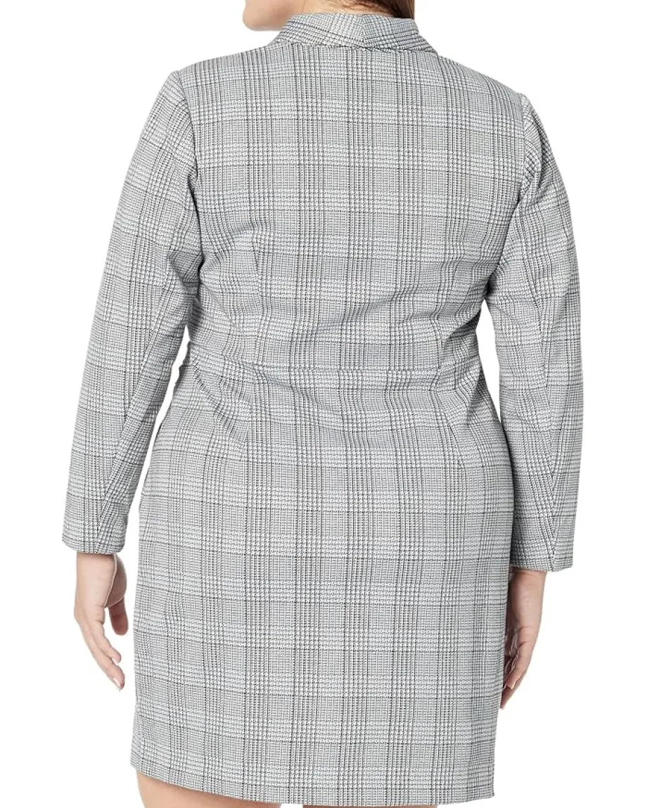 Women Donna Morgan Plus Size Metallic Plaid Blazer Dress