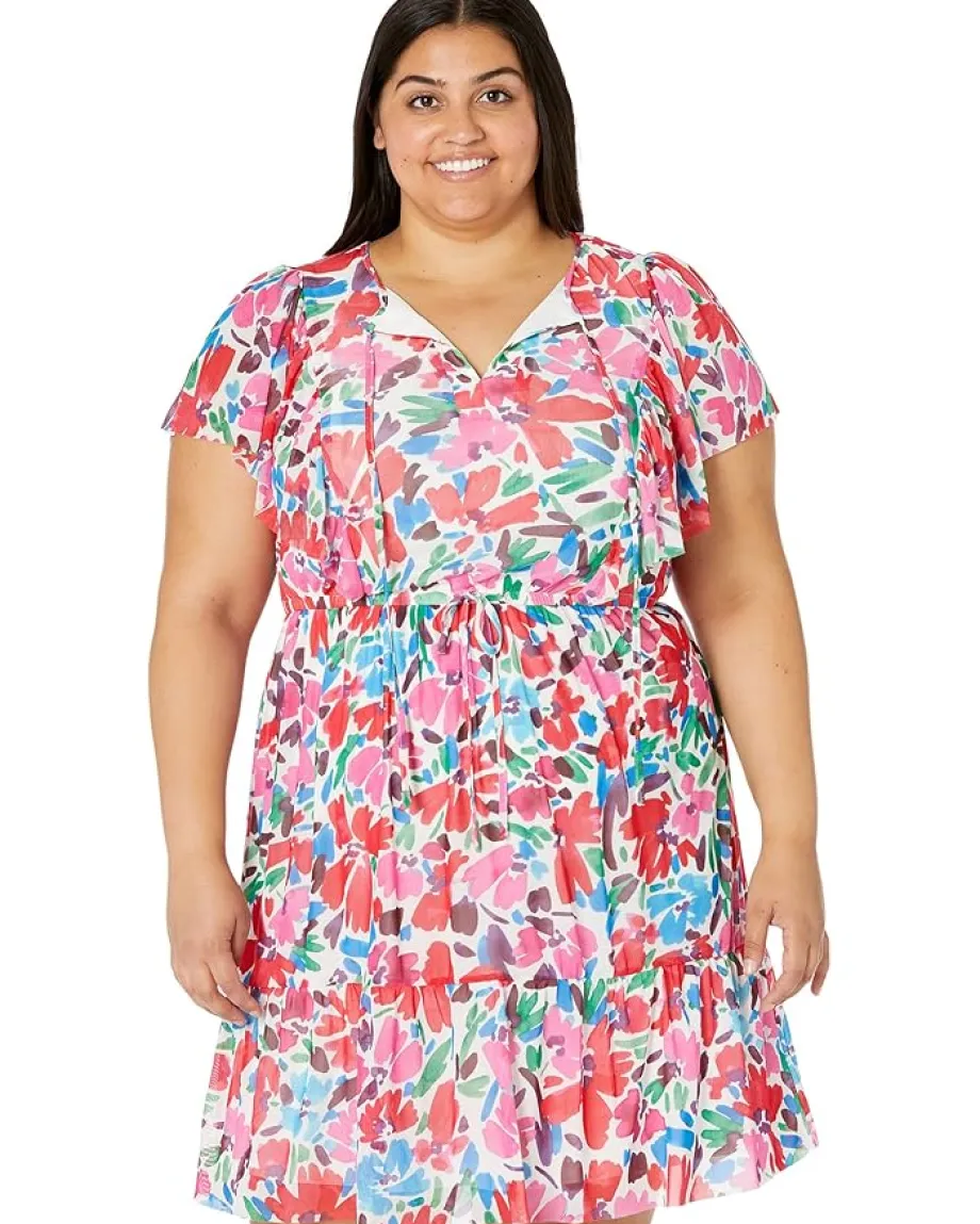 Women Donna Morgan Plus Size Mini Dress with Flutter Sleeve