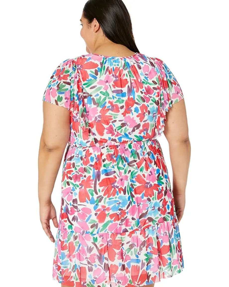 Women Donna Morgan Plus Size Mini Dress with Flutter Sleeve