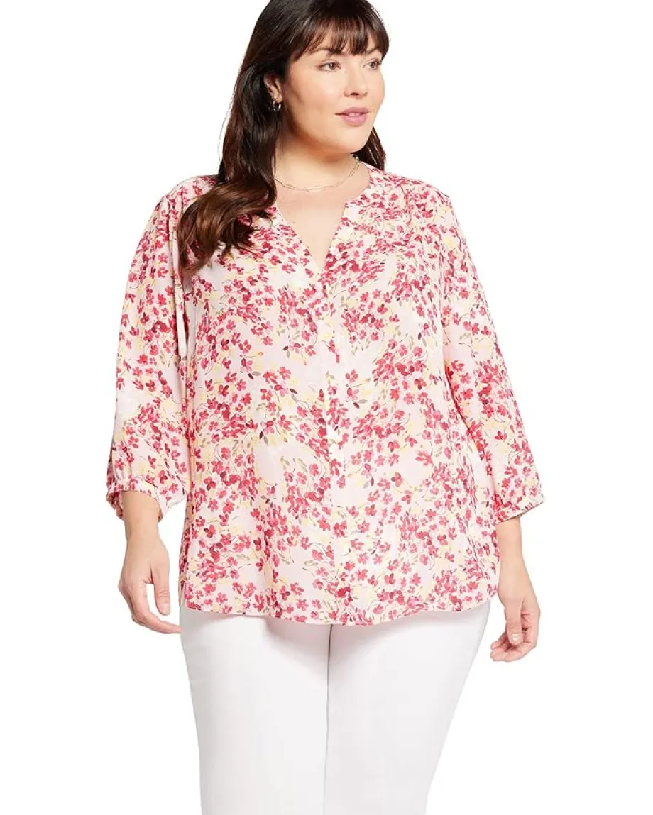 NYDJ Plus Size Pintuck Blouse Summer Wind Best