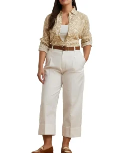 Women Lauren Ralph Lauren Plus Size Relaxed Fit Floral Linen Shirt