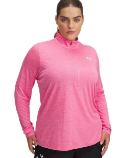 Under Armour Plus Size Tech 1/4 Zip Twist Super Pink/White
