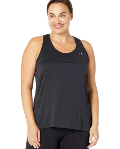 Under Armour Plus Size Tech Solid Tank Black/Metallic Silver New