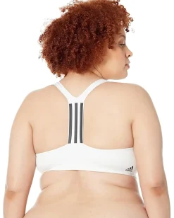 adidas Plus Size Training Medium Support Better 3-Stripes Bra White Discount