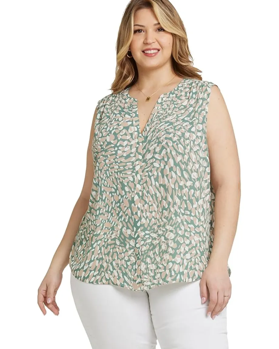 Women NYDJ Plus Sleeveless Pintuck Blouse