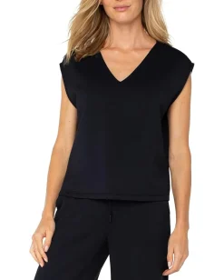 Women Liverpool Los Angeles Plush Comfort Knit Dolman Sleeve V-Neck Top