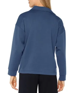 Women Liverpool Los Angeles Plush Comfort Knit V-Neck Popover With Collar