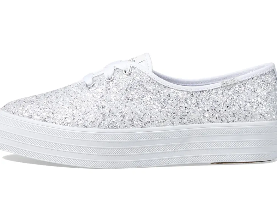 Keds Point Lace Up White Glitter Best