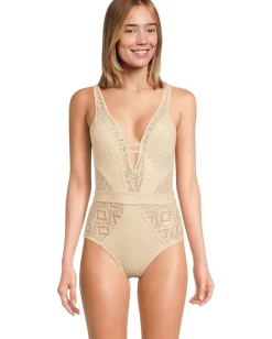 Women BECCA Polished Crochet Plunge One Piece