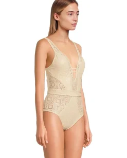 Women BECCA Polished Crochet Plunge One Piece