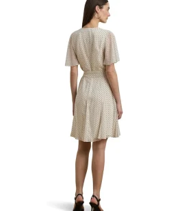 Women Lauren Ralph Lauren Polka Dot Georgette Surplice Dress