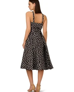 Adrianna Papell Polkadot Fit-and-Flare Black/Ivory Online