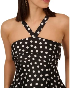 Adrianna Papell Polkadot Fit-and-Flare Black/Ivory Online