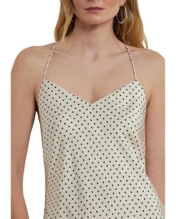 Women Lauren Ralph Lauren Polka-dot Satin Charmeuse Slip Dress